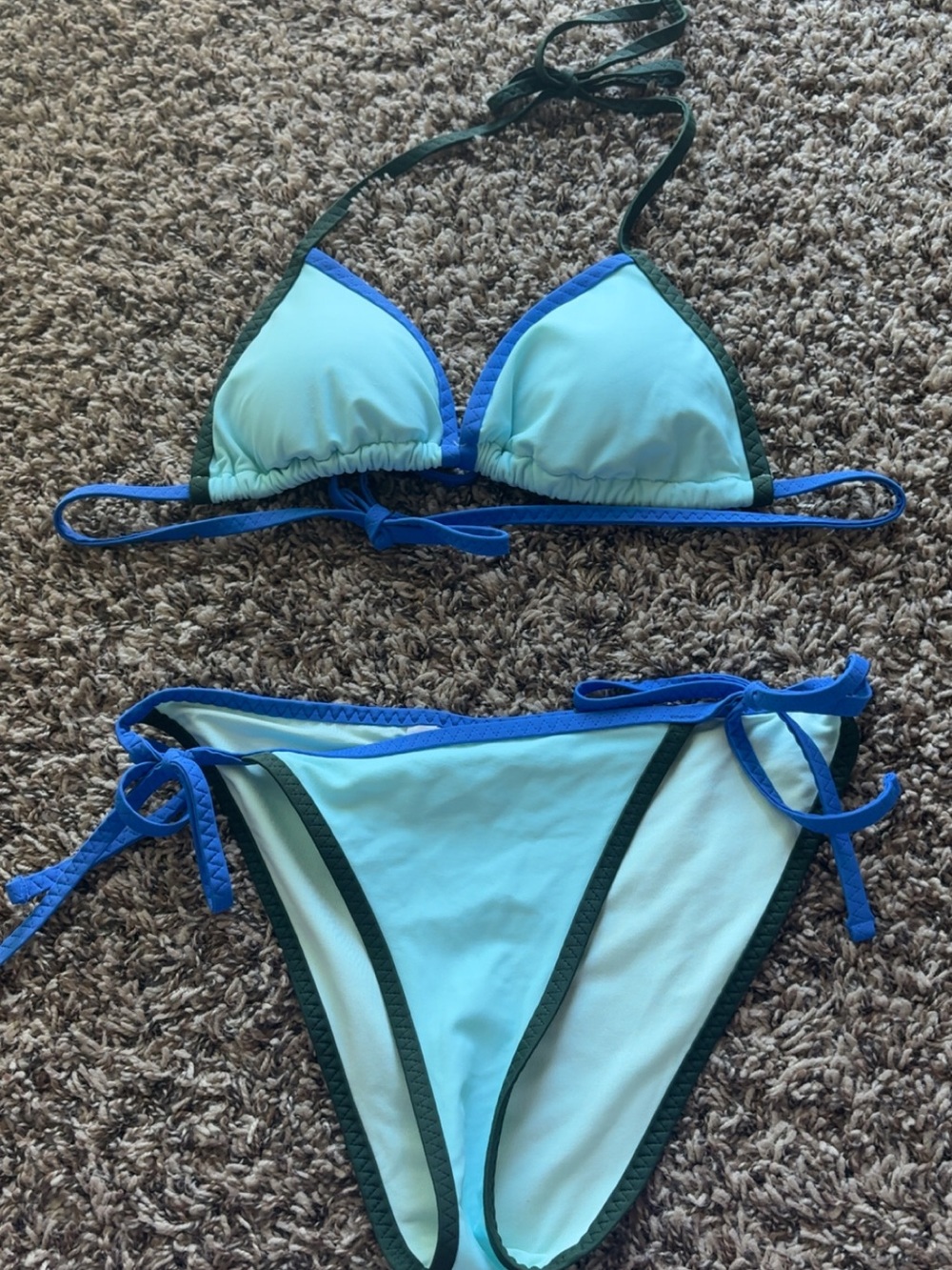 aerie Light Aqua and Royal Blue Cheeky Bikini